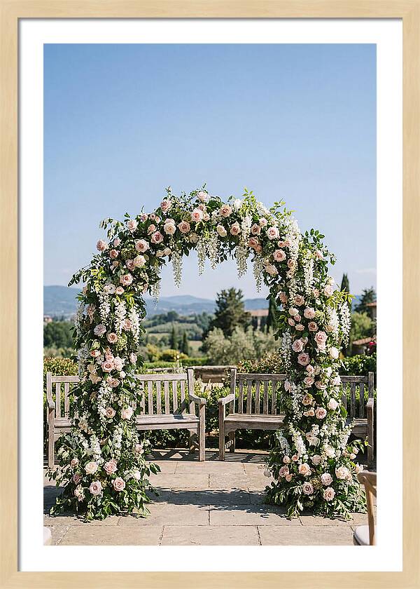 Flower Archway Framing Seating Area