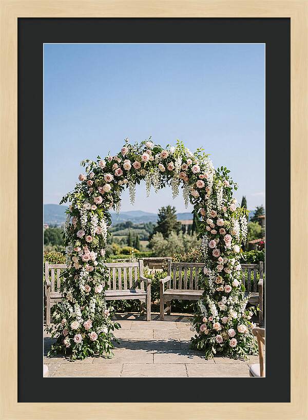 Flower Archway Framing Seating Area