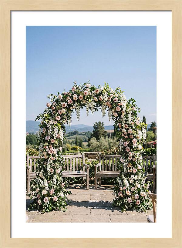 Flower Archway Framing Seating Area