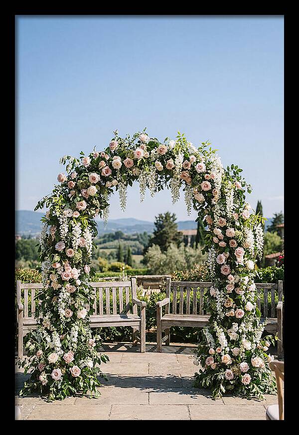 Flower Archway Framing Seating Area