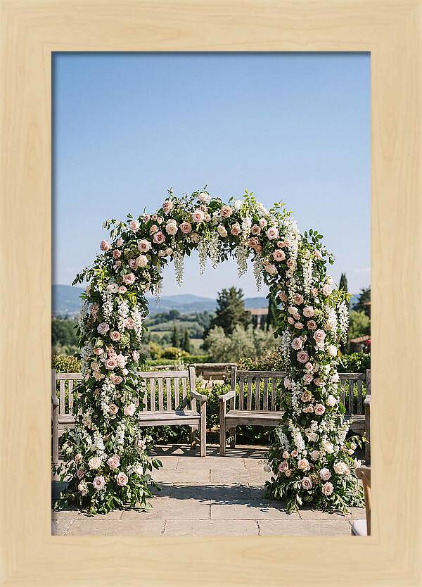 Flower Archway Framing Seating Area