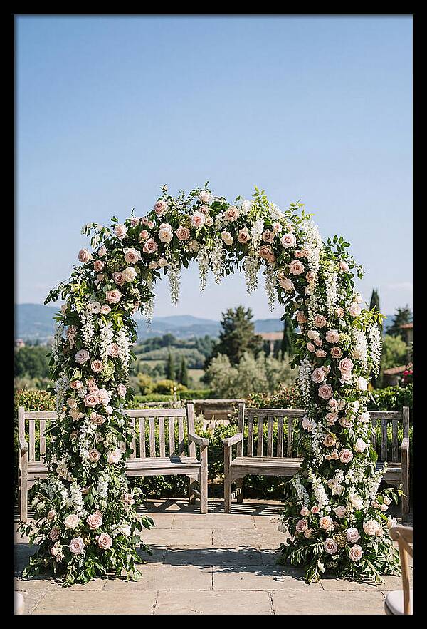Flower Archway Framing Seating Area