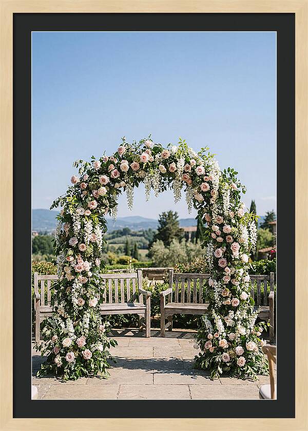 Flower Archway Framing Seating Area