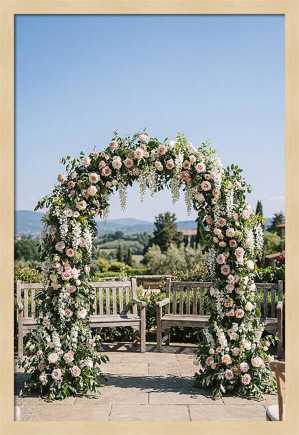 Flower Archway Framing Seating Area