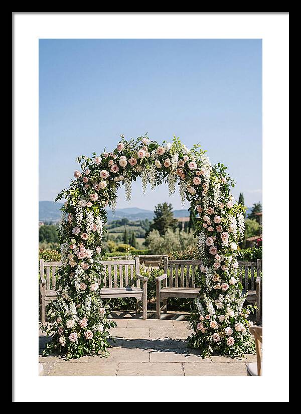 Flower Archway Framing Seating Area