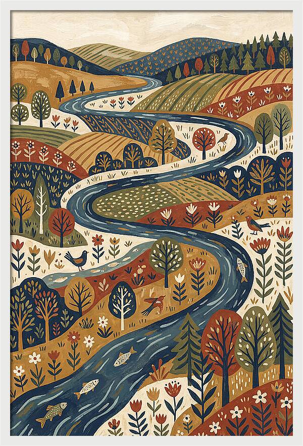 Flowing River Through Vibrant Landscape