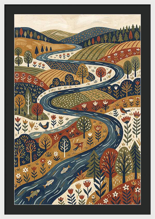 Flowing River Through Vibrant Landscape