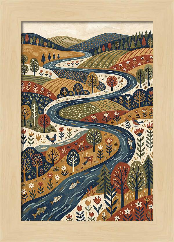 Flowing River Through Vibrant Landscape