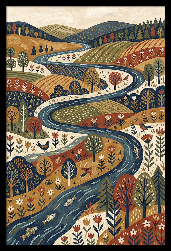 Flowing River Through Vibrant Landscape