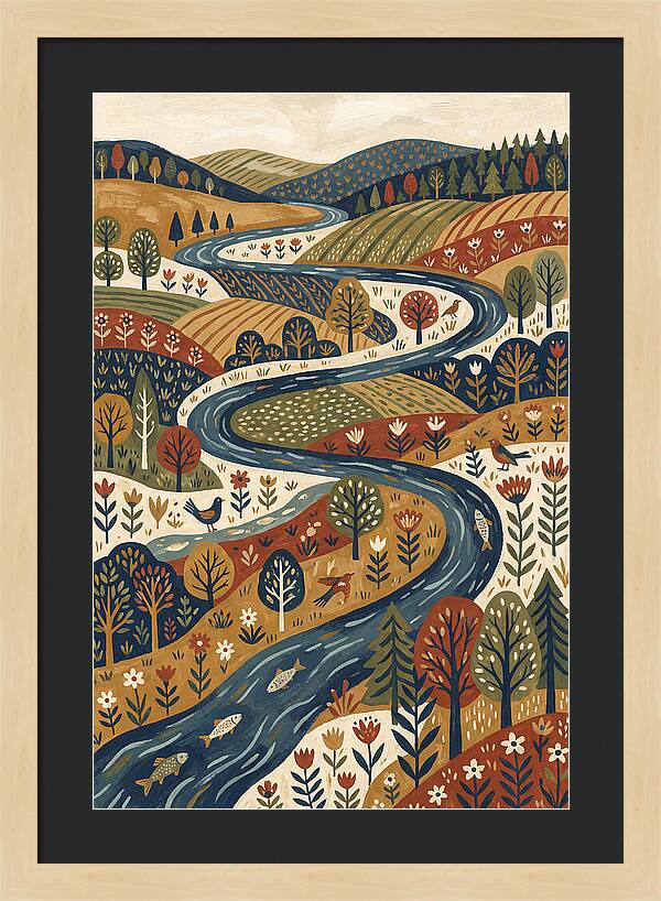 Flowing River Through Vibrant Landscape