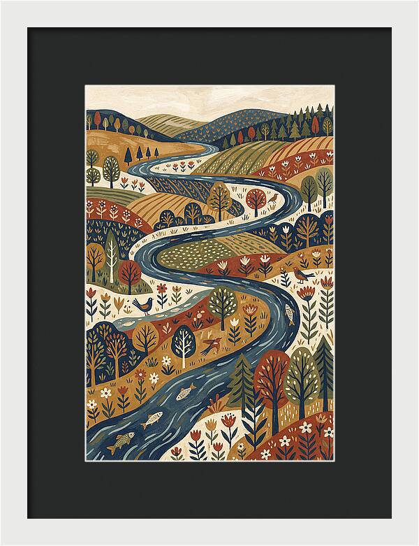 Flowing River Through Vibrant Landscape