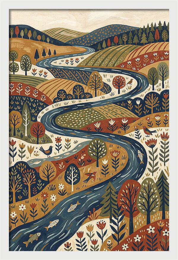 Flowing River Through Vibrant Landscape