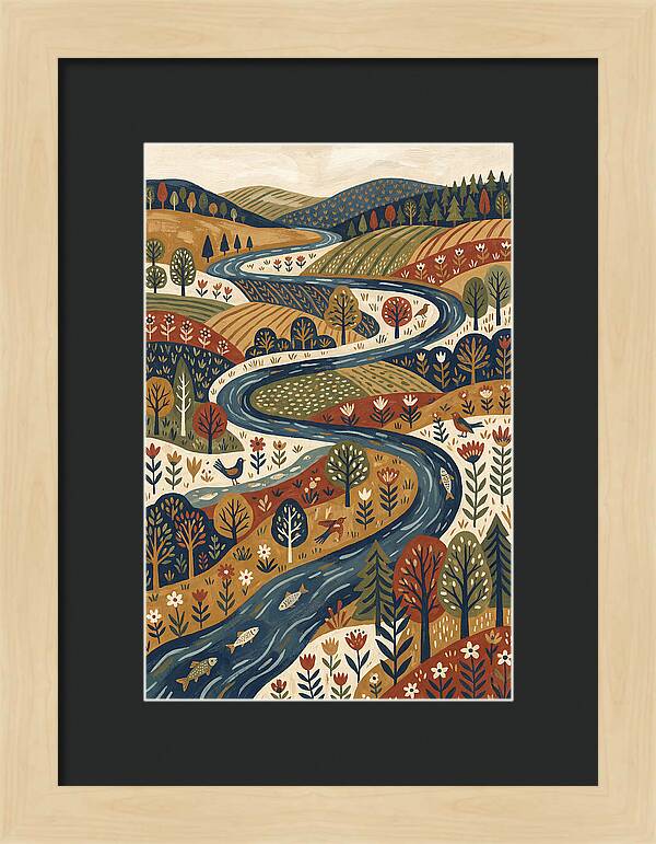 Flowing River Through Vibrant Landscape