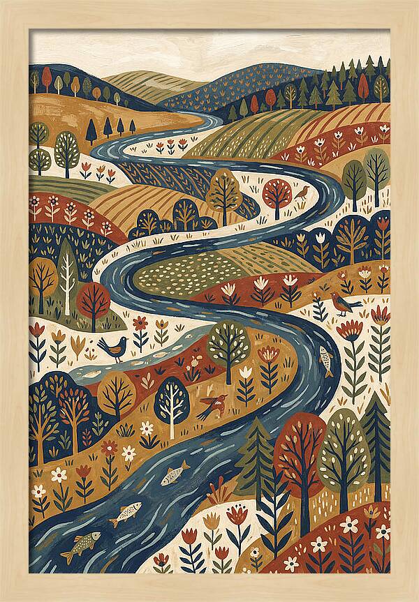Flowing River Through Vibrant Landscape