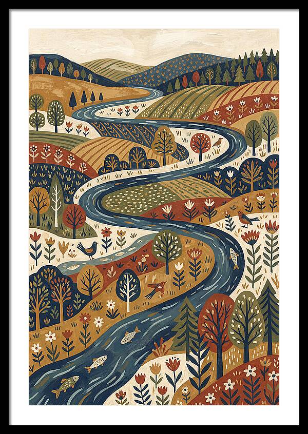 Flowing River Through Vibrant Landscape