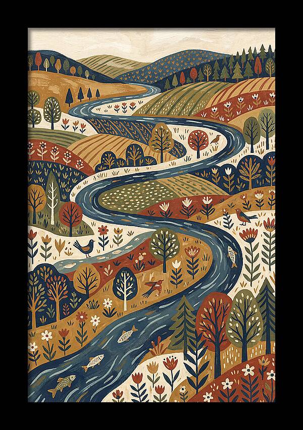 Flowing River Through Vibrant Landscape