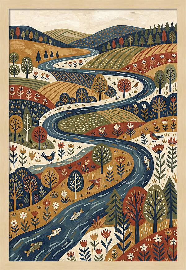 Flowing River Through Vibrant Landscape