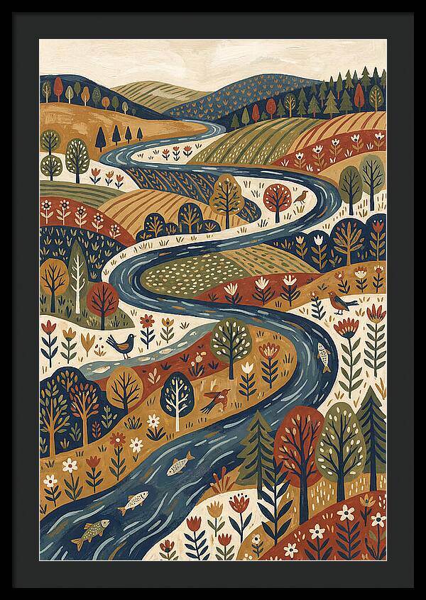 Flowing River Through Vibrant Landscape