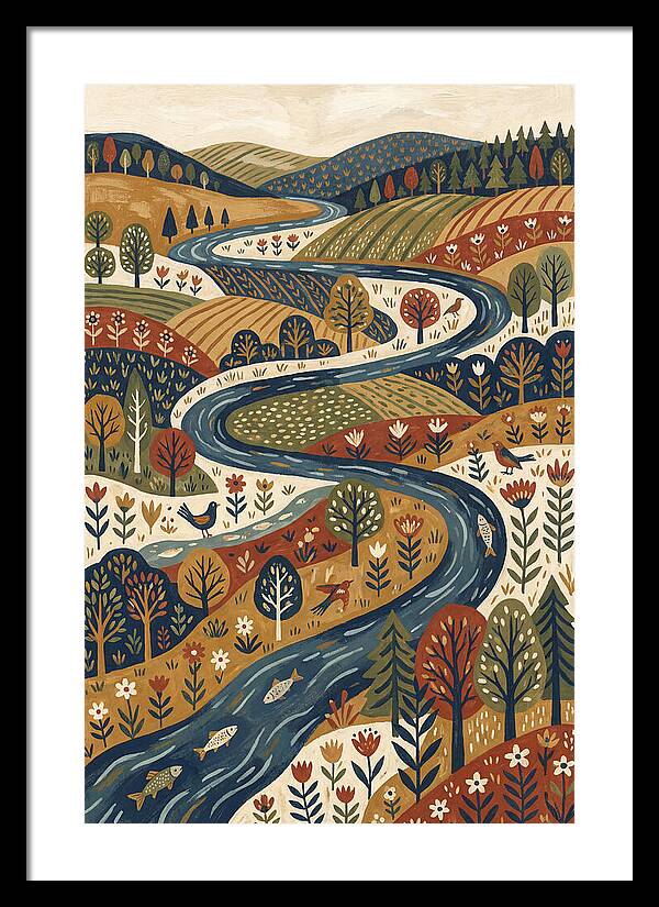 Flowing River Through Vibrant Landscape