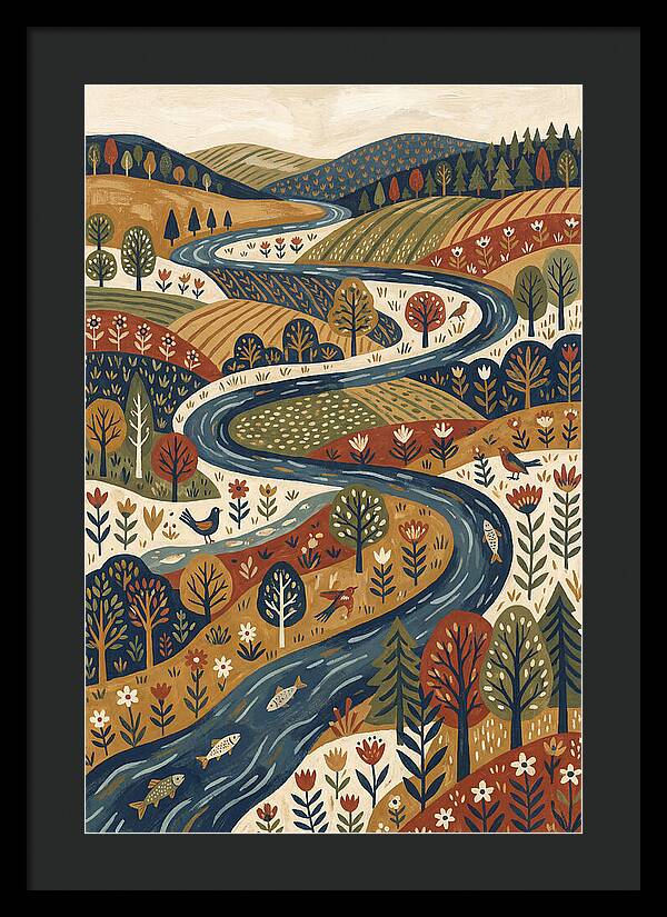 Flowing River Through Vibrant Landscape