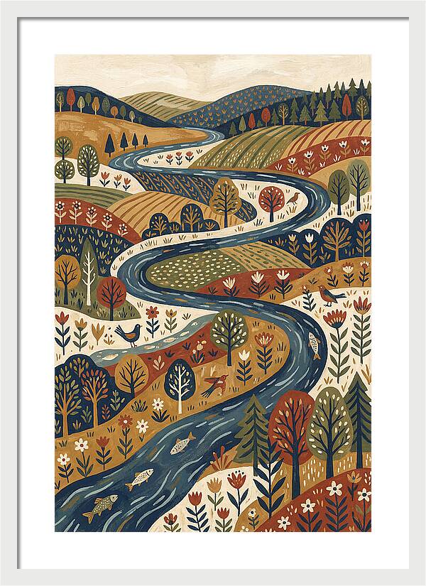 Flowing River Through Vibrant Landscape