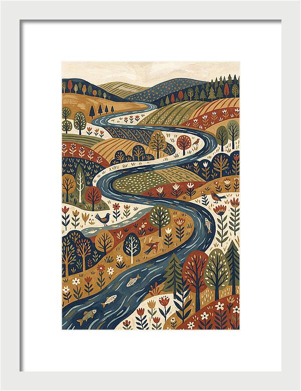 Flowing River Through Vibrant Landscape