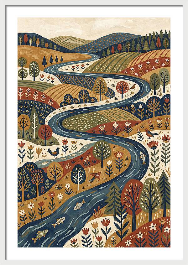 Flowing River Through Vibrant Landscape