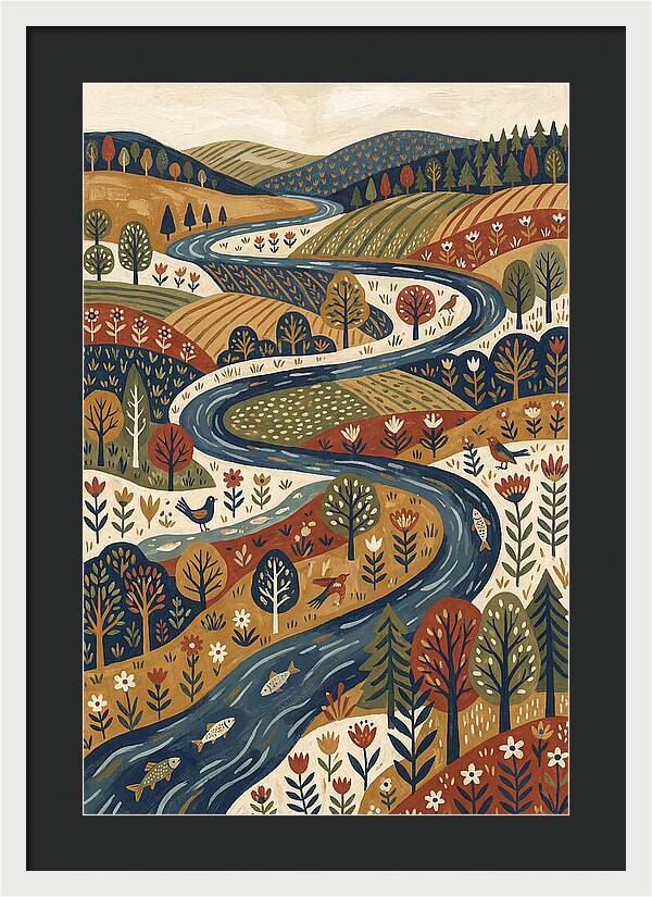 Flowing River Through Vibrant Landscape