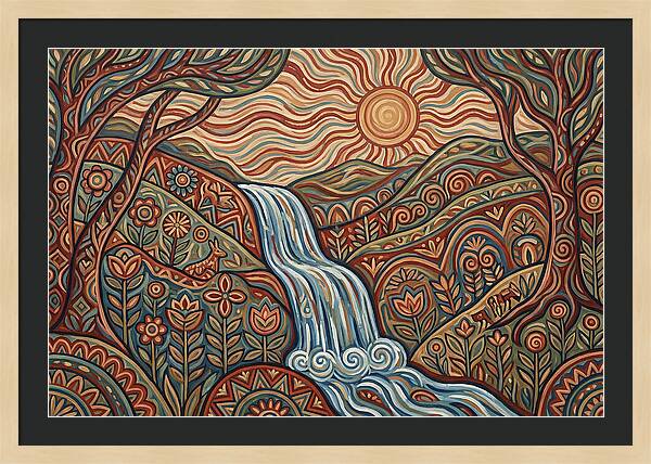 Flowing Waterfalls Under Sunlight