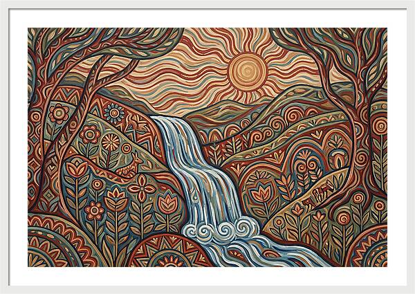 Flowing Waterfalls Under Sunlight