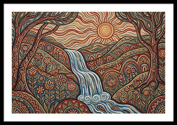 Flowing Waterfalls Under Sunlight