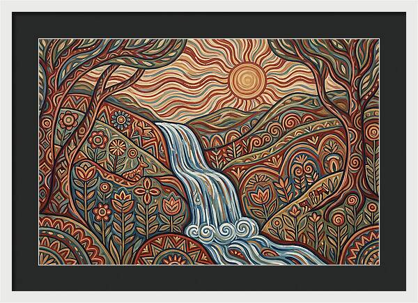 Flowing Waterfalls Under Sunlight