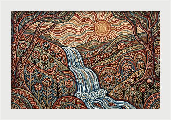 Flowing Waterfalls Under Sunlight