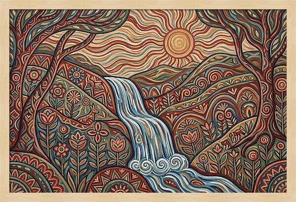Flowing Waterfalls Under Sunlight