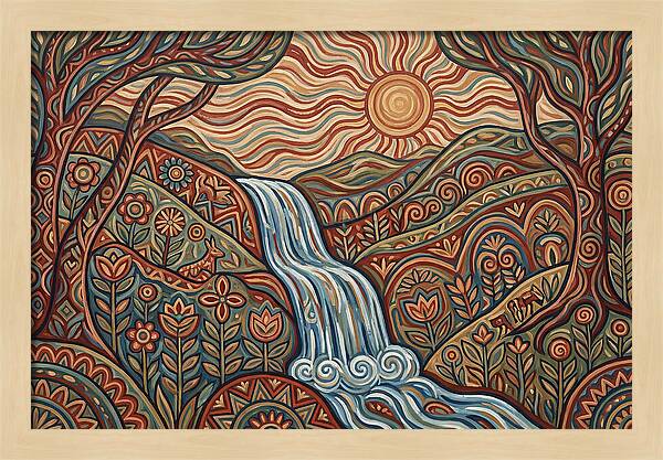 Flowing Waterfalls Under Sunlight