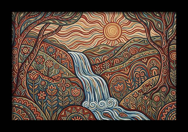 Flowing Waterfalls Under Sunlight