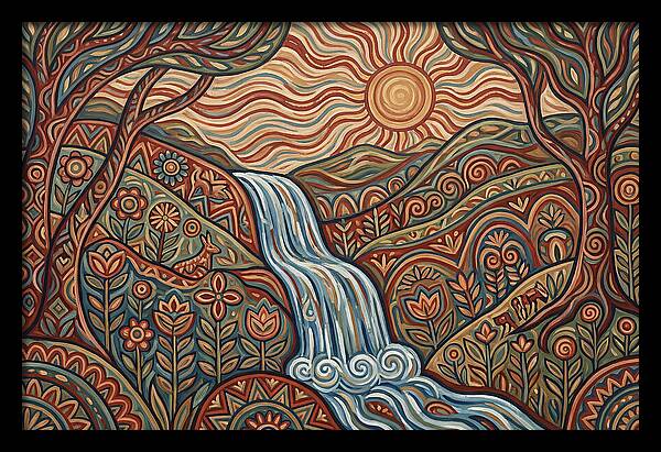 Flowing Waterfalls Under Sunlight