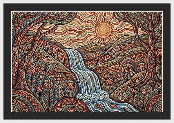 Flowing Waterfalls Under Sunlight