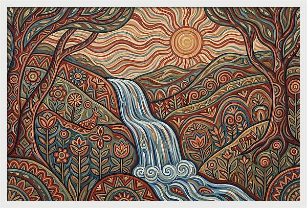 Flowing Waterfalls Under Sunlight