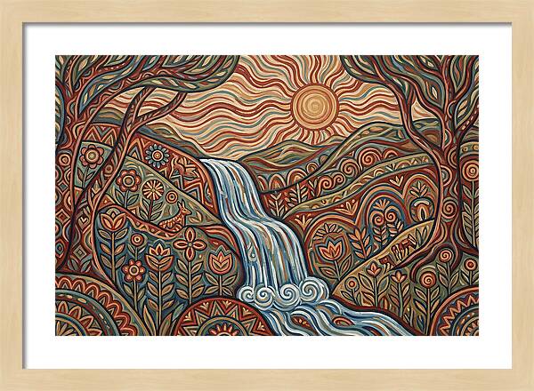 Flowing Waterfalls Under Sunlight
