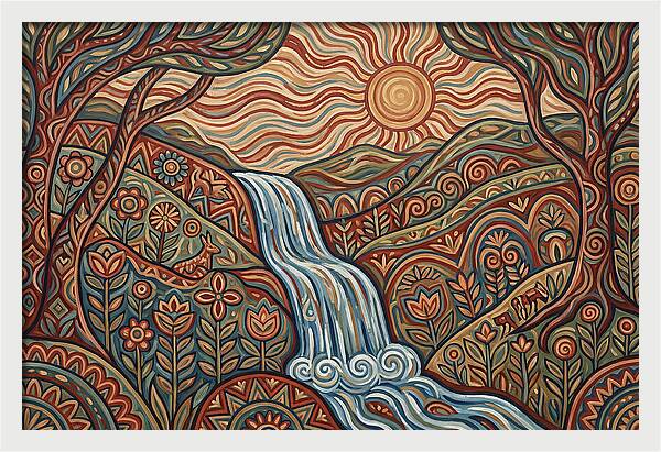 Flowing Waterfalls Under Sunlight