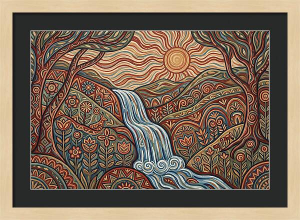 Flowing Waterfalls Under Sunlight