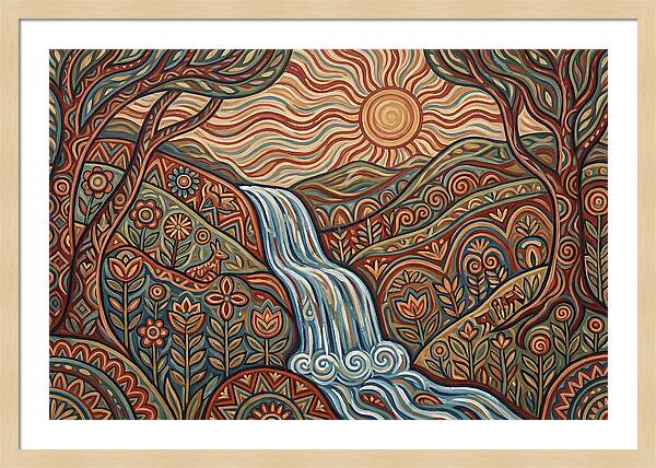 Flowing Waterfalls Under Sunlight