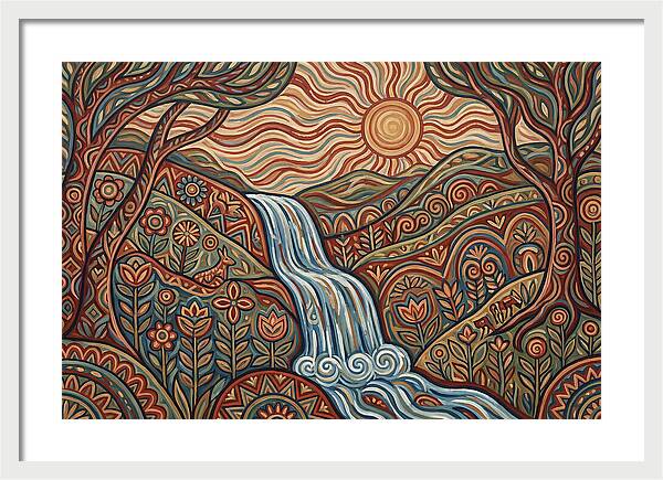 Flowing Waterfalls Under Sunlight