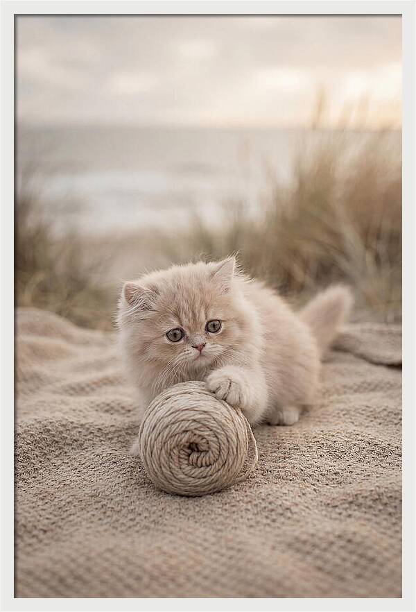 Fluffy Persian Kitten Playing With Yarn