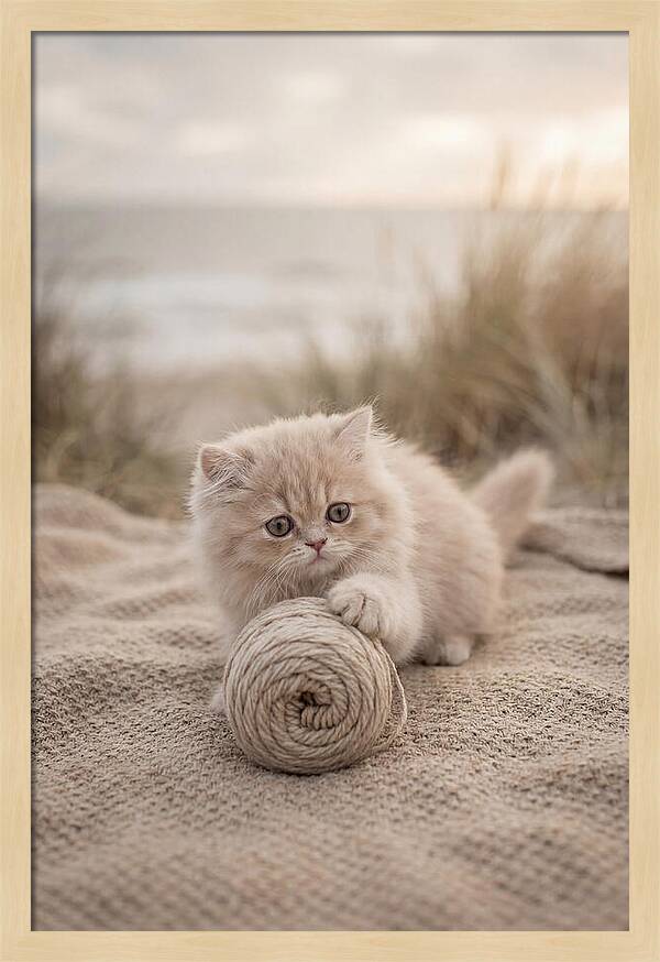 Fluffy Persian Kitten Playing With Yarn