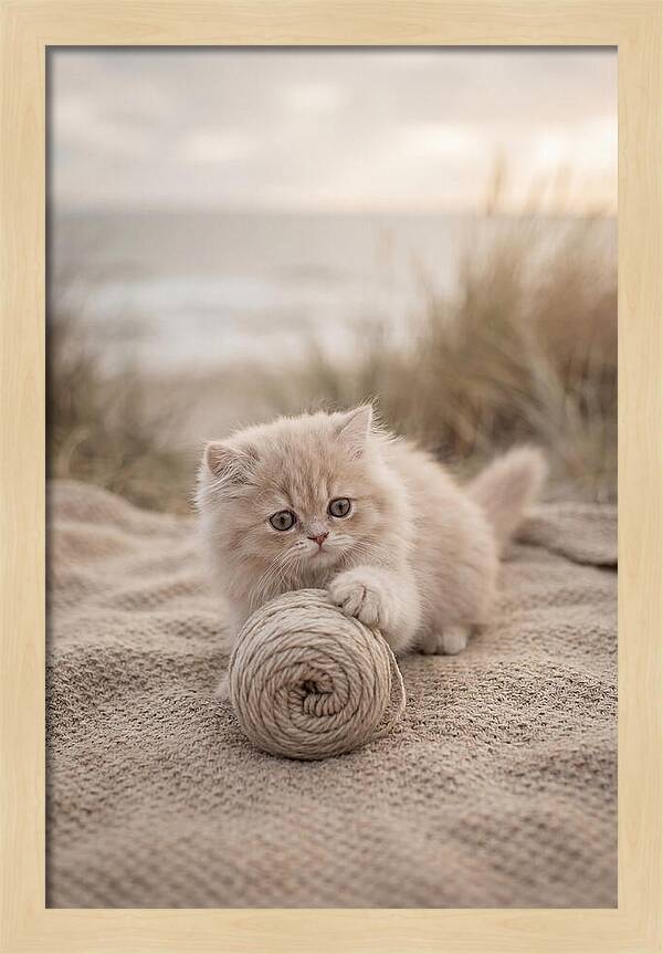 Fluffy Persian Kitten Playing With Yarn