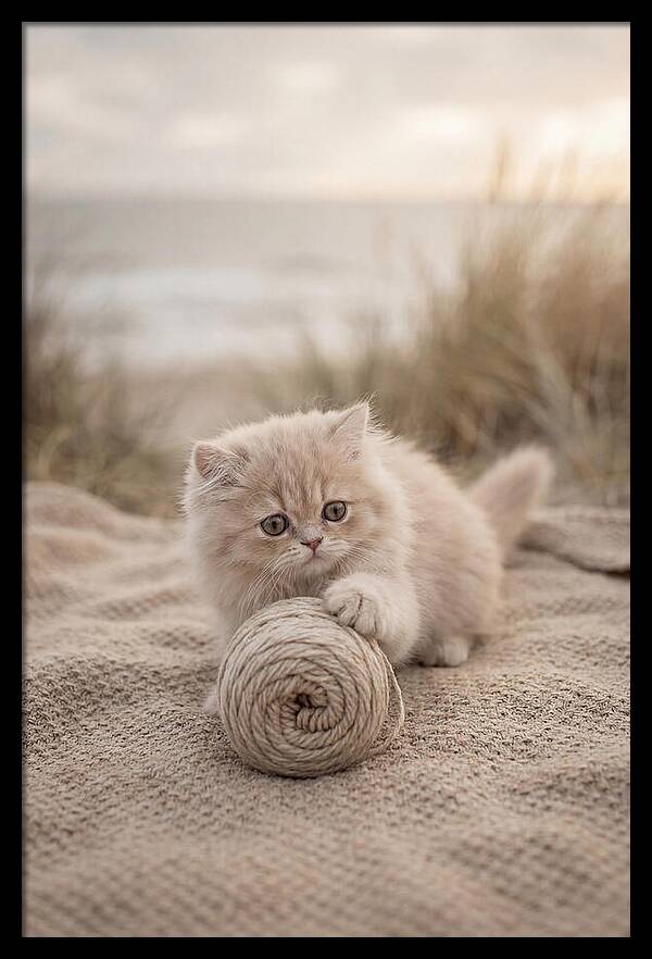 Fluffy Persian Kitten Playing With Yarn