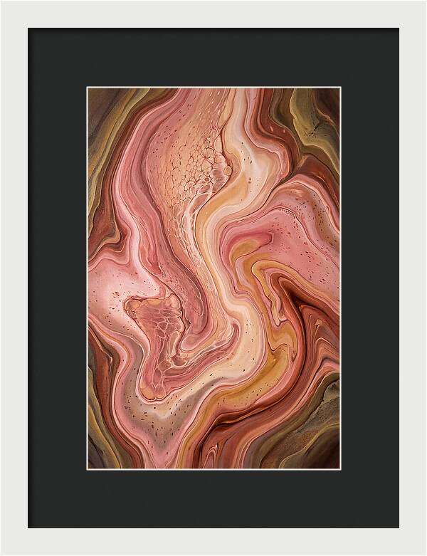 Fluid Art Bloom In Rose Pink And Champagne