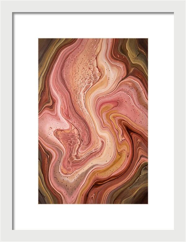 Fluid Art Bloom In Rose Pink And Champagne